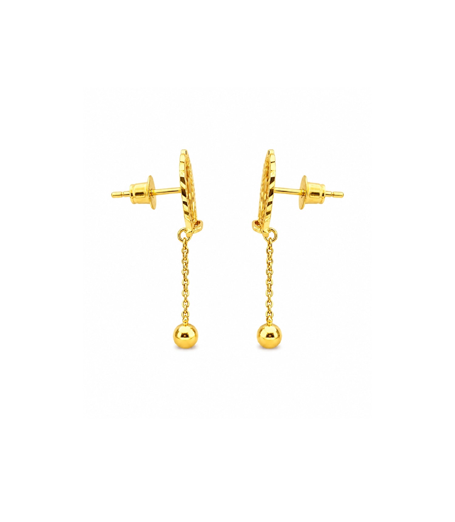 Gold Plated Swastik Shield Hanging Ball Drop Earrings
