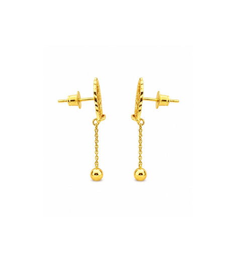 Gold Plated Swastik Shield Hanging Ball Drop Earrings