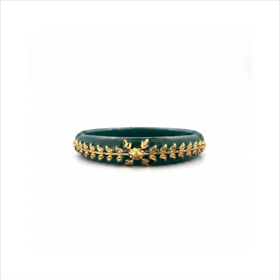 Gold Plated Green Floral pola DBGLB705G