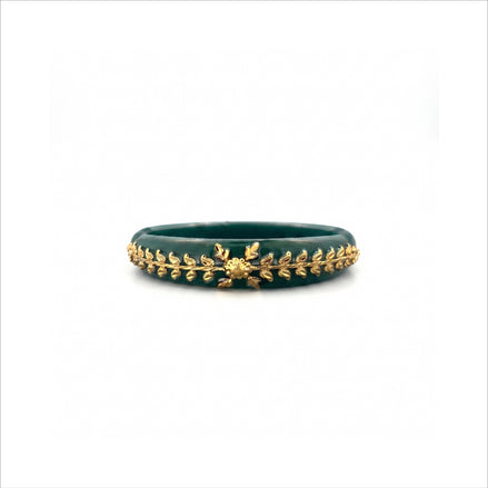 Gold Plated Green Floral pola DBGLB705G