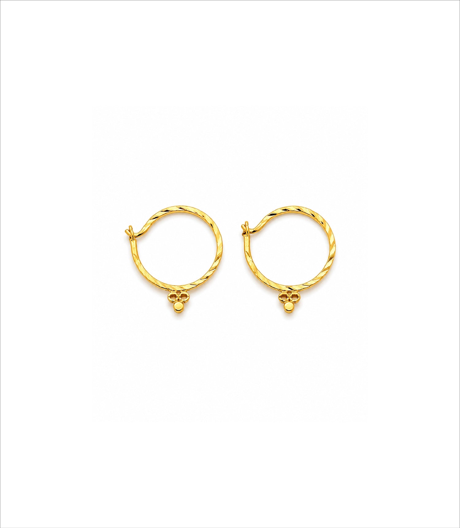 Gold Plated Charm Loop Bali Earrings