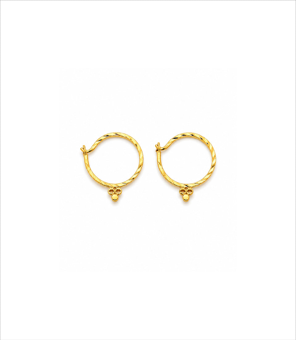Gold Plated Charm Loop Bali Earrings