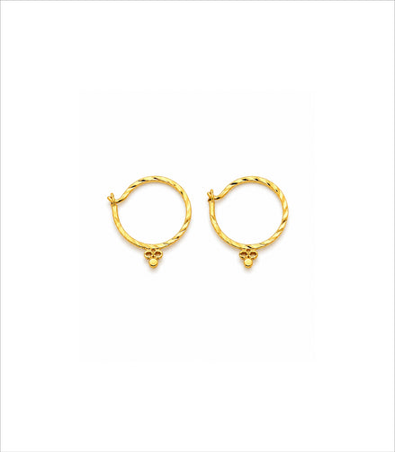 Gold Plated Charm Loop Bali Earrings