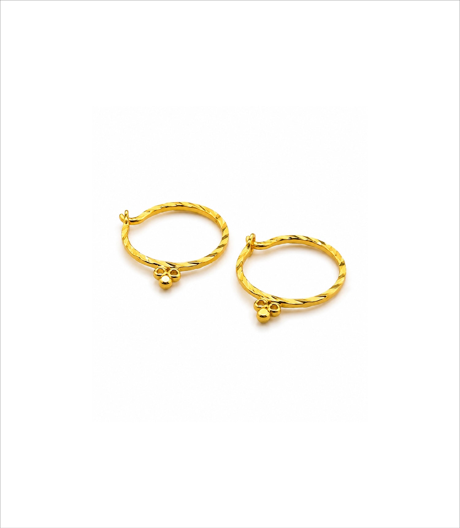 Gold Plated Charm Loop Bali Earrings