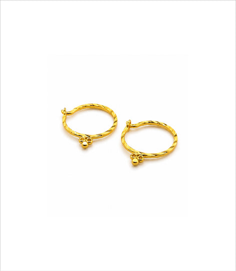 Gold Plated Charm Loop Bali Earrings