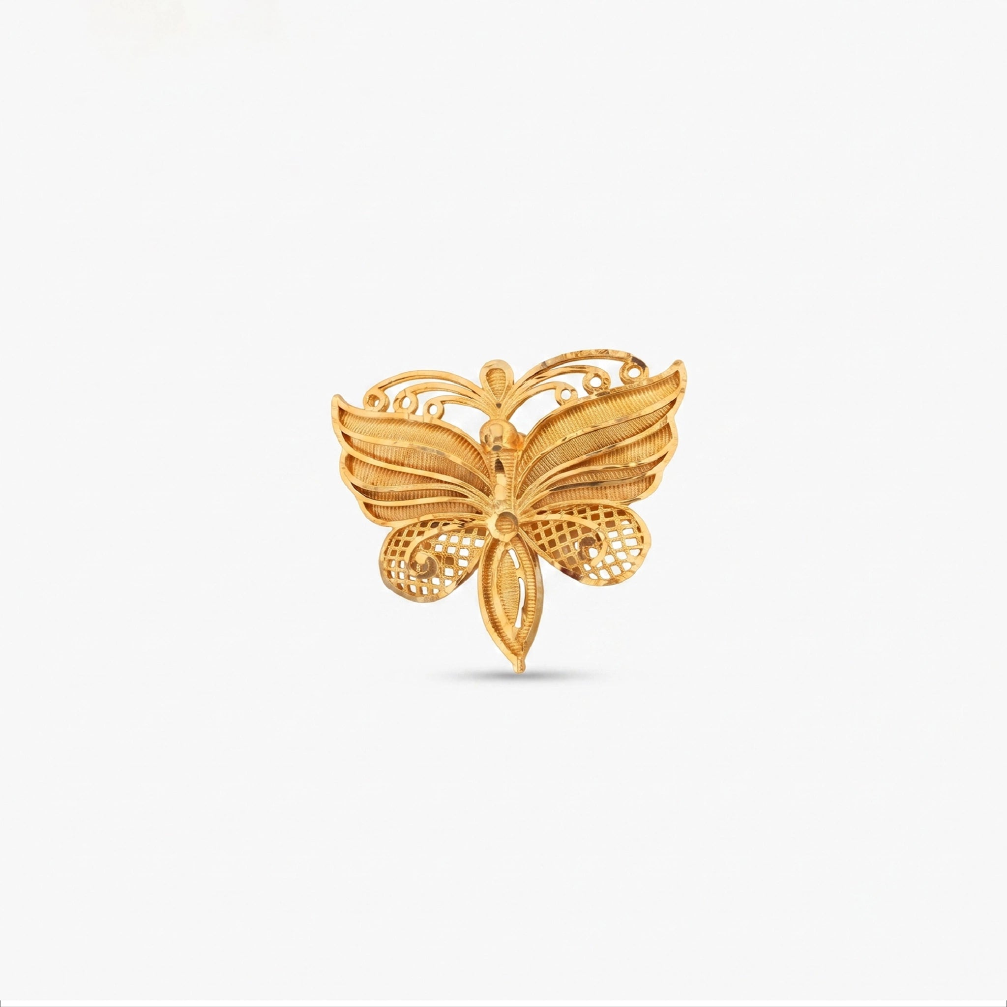 Gold plated butterfly filigree unisex brooch DBR30