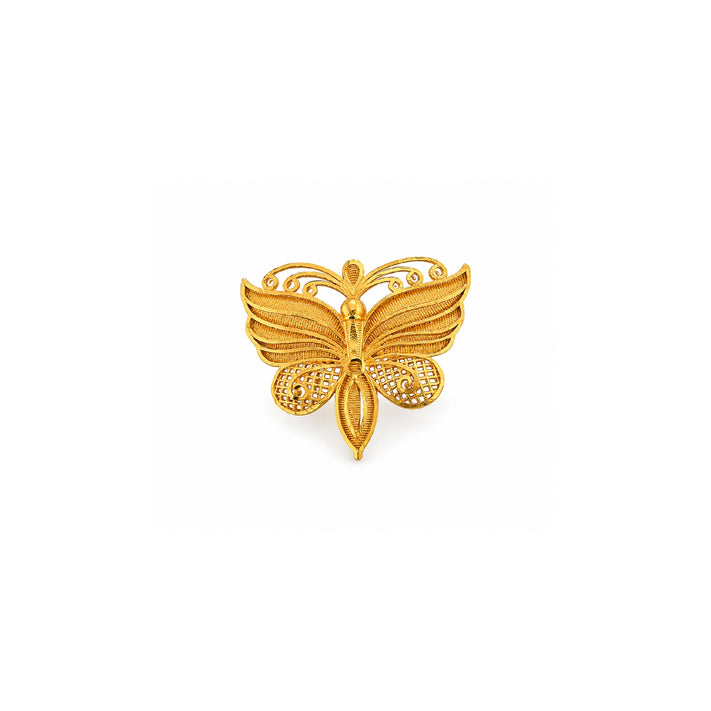 Gold plated butterfly filigree unisex brooch DBR30
