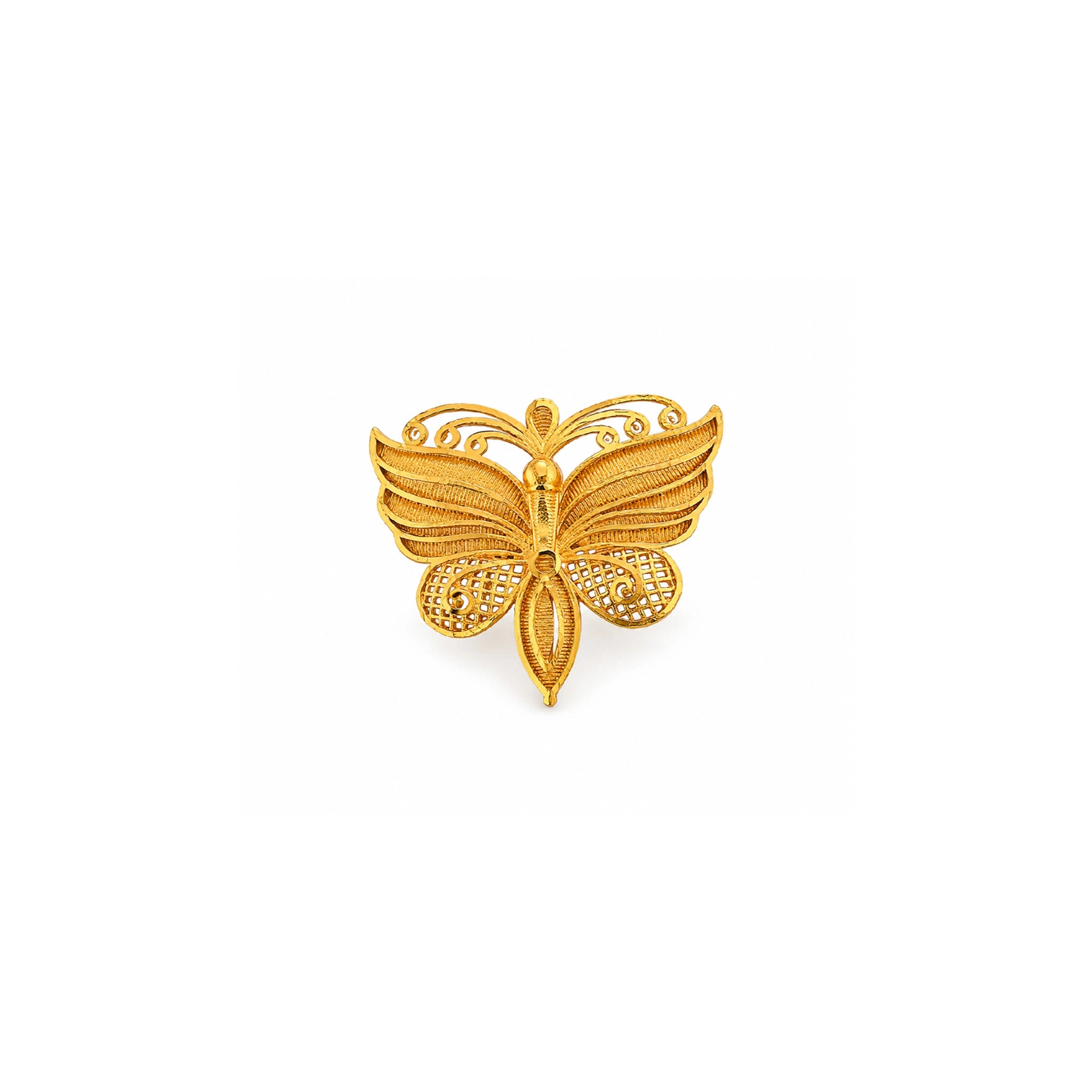 Gold plated butterfly filigree unisex brooch DBR30
