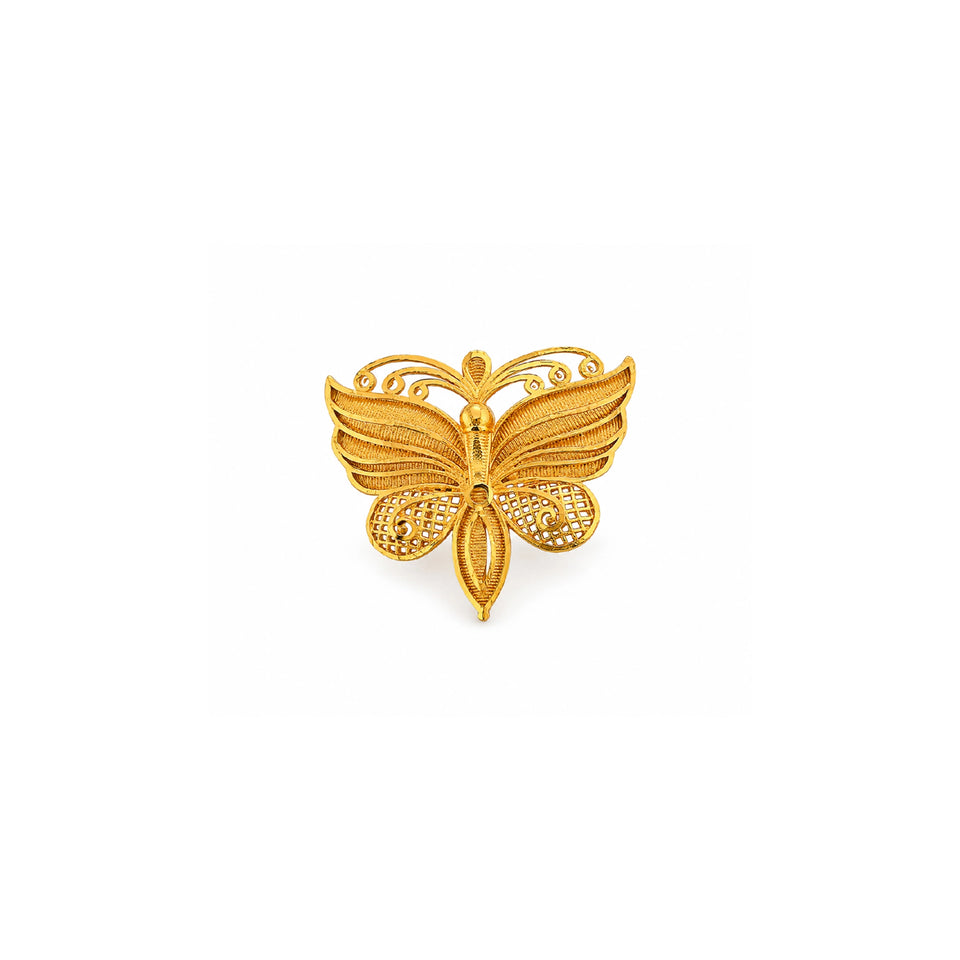 Gold plated butterfly filigree unisex brooch DBR30