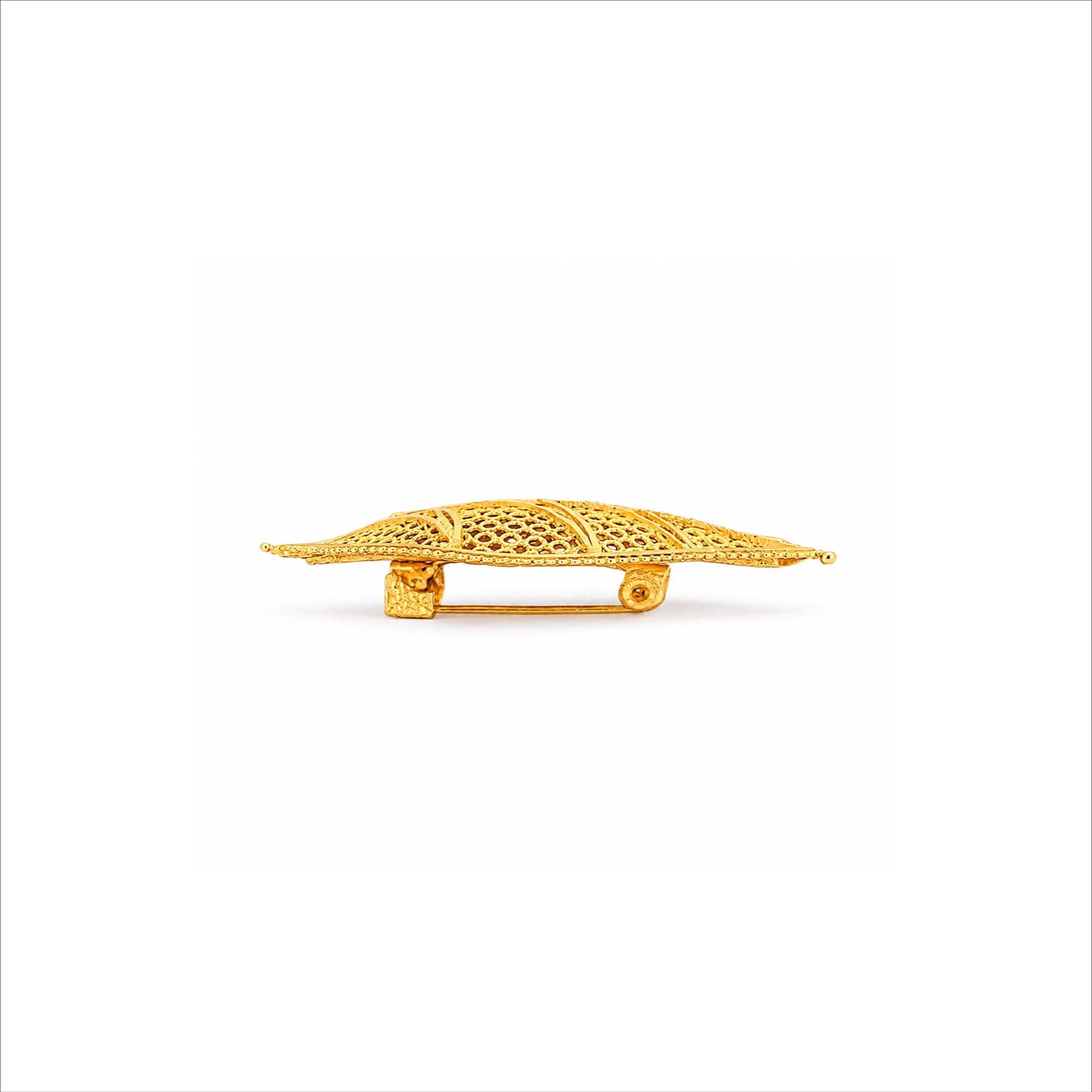 Gold Plated Leaf Motif Unisex Brooch side DBR42