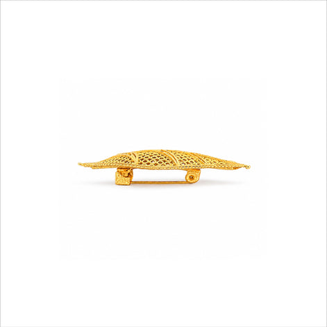 Gold Plated Leaf Motif Unisex Brooch side DBR42