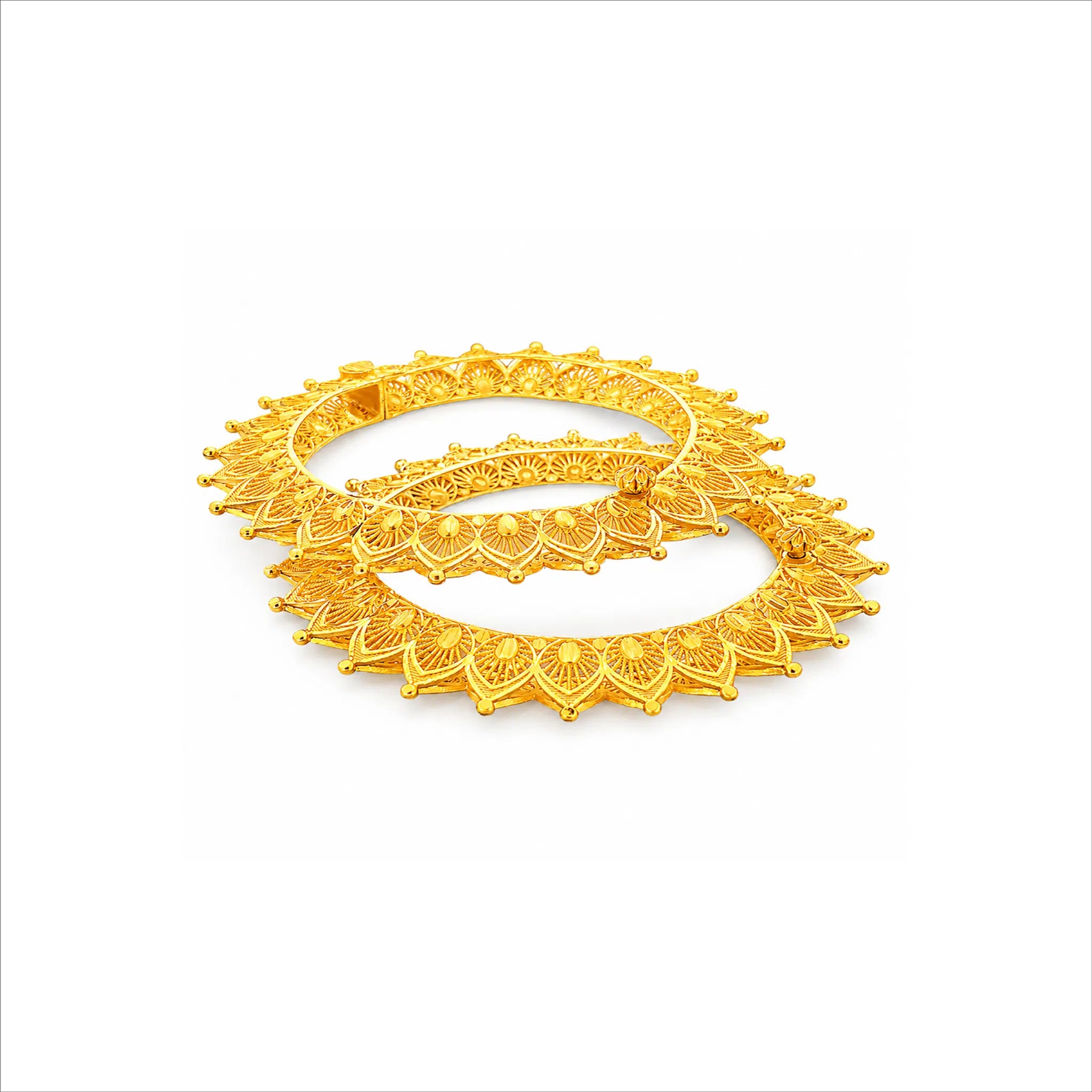 gold plated floral net pattern bangles DCC1025
