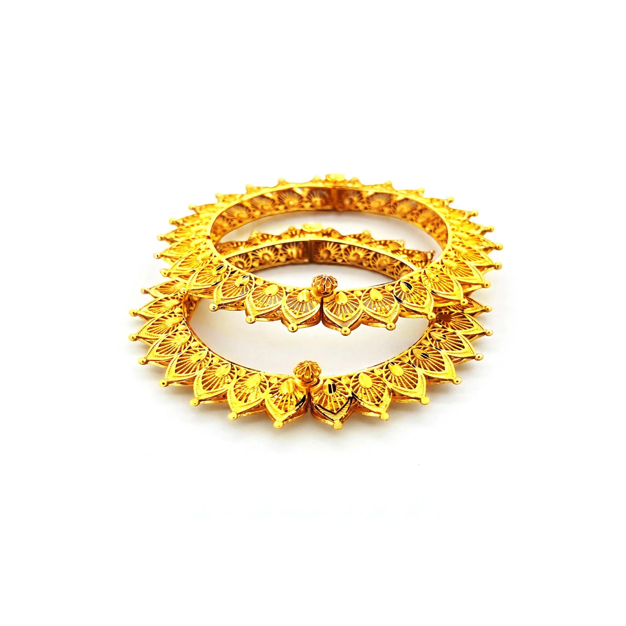 gold plated floral net pattern bangles DCC1025