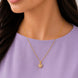 Gold Plated AD Heart Shape Pendant Chain