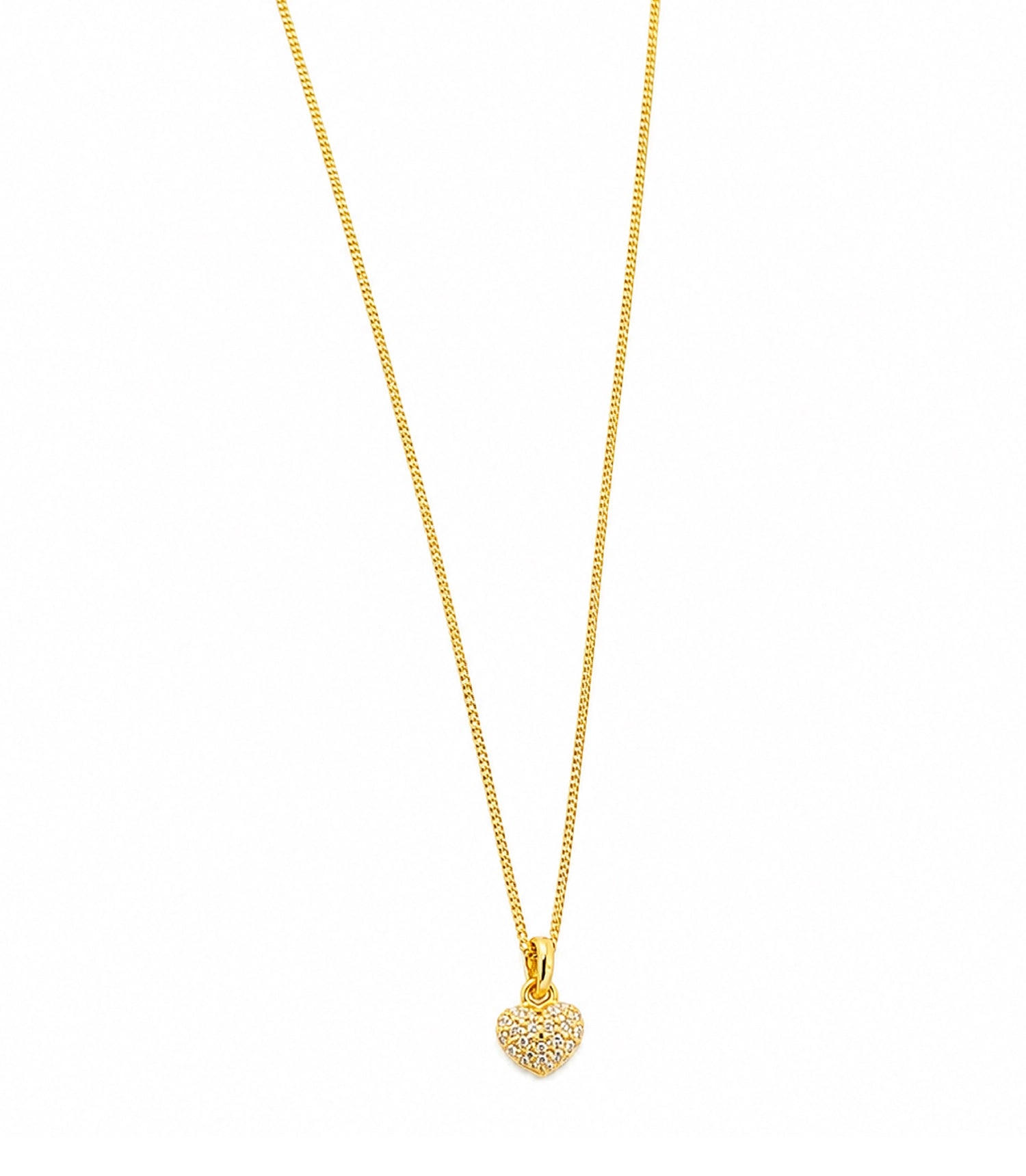 Gold Plated AD Heart Shape Pendant Chain
