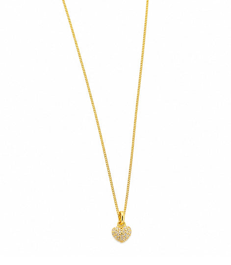 Gold Plated AD Heart Shape Pendant Chain
