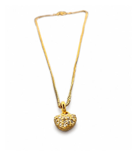 Gold Plated AD Heart Shape Pendant Chain