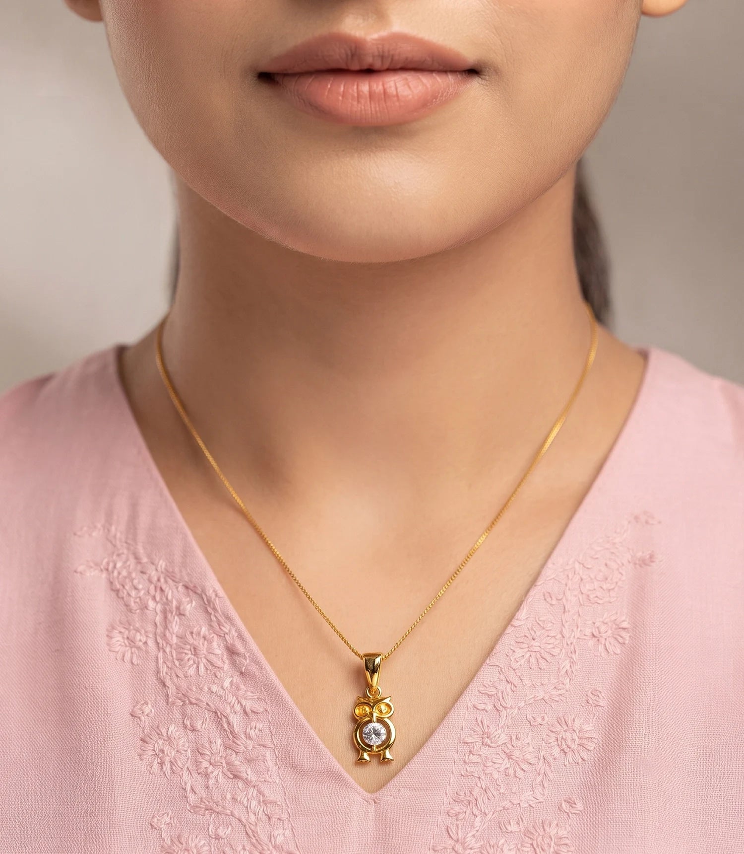 Gold Plated Owl Pendant Chain