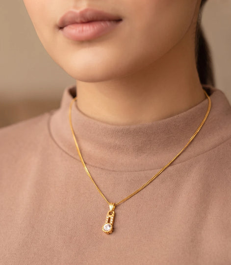 Gold Plated Crystal Drop Pendant Chain