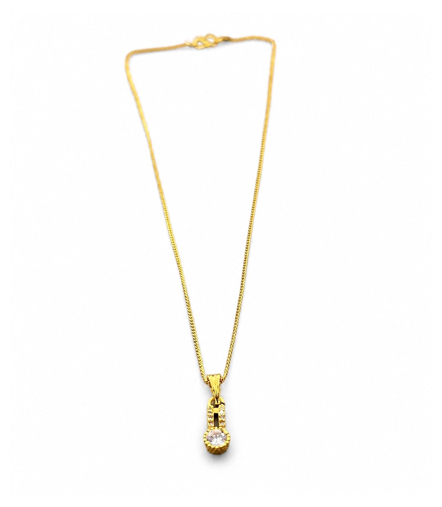 Gold Plated Crystal Drop Pendant Chain