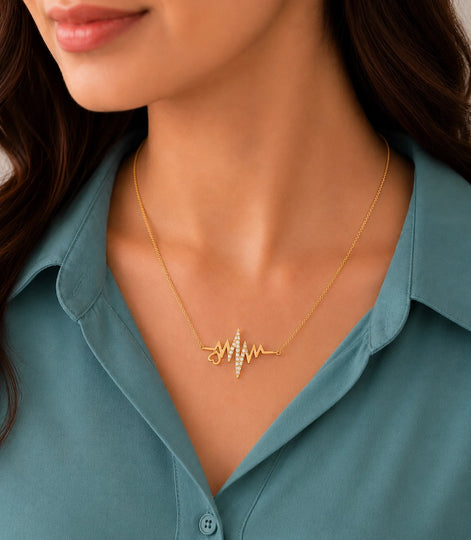 Gold Plated Heartbeat Pendant Chain