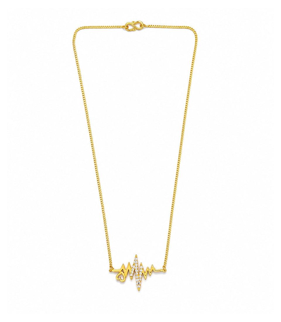 Gold Plated Heartbeat Pendant Chain