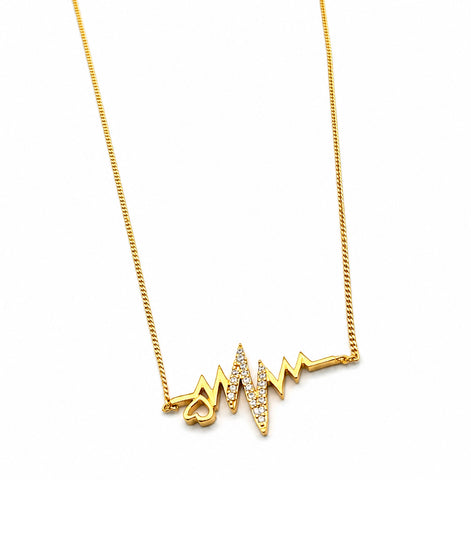 Gold Plated Heartbeat Pendant Chain