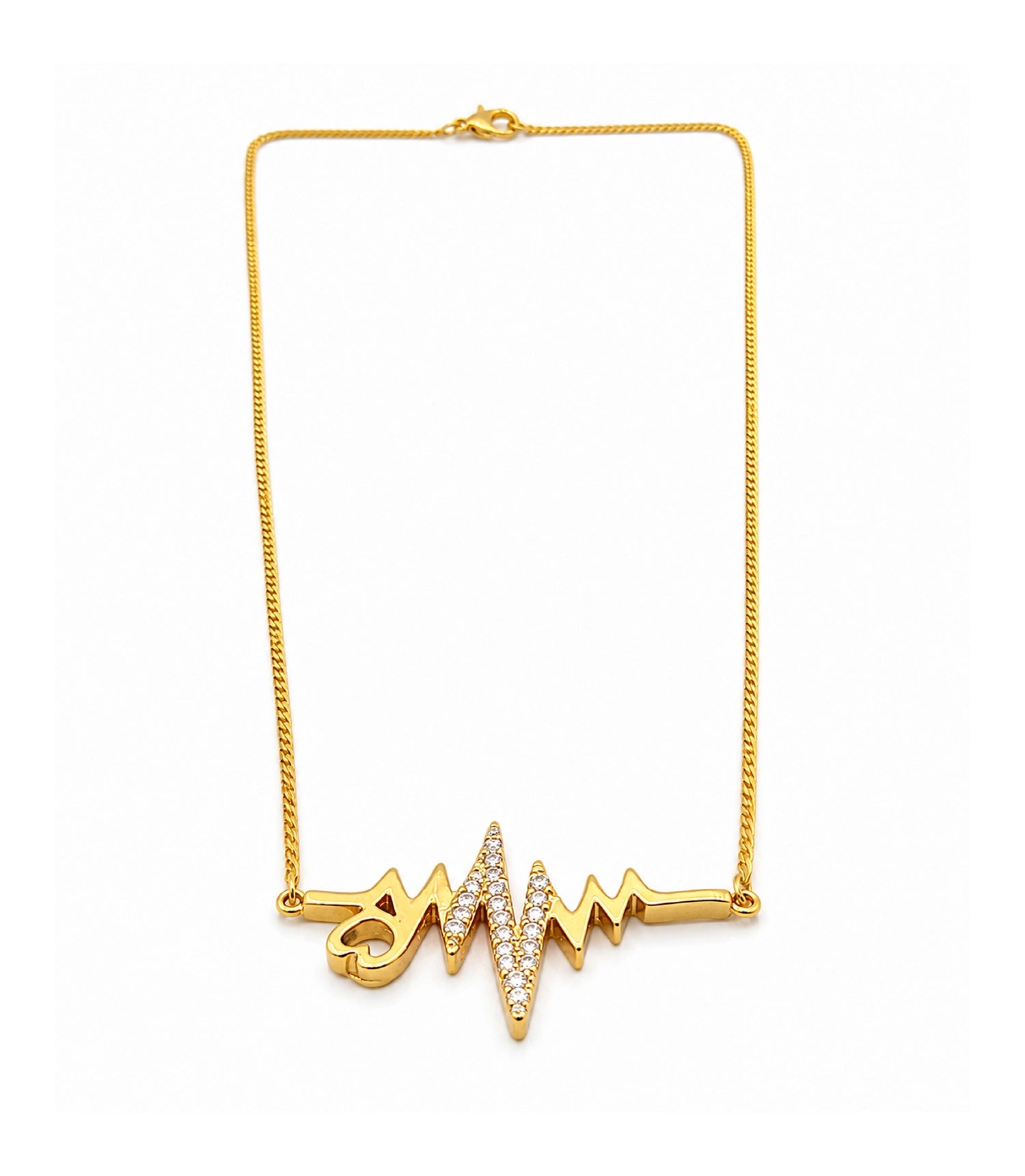 Gold Plated Heartbeat Pendant Chain