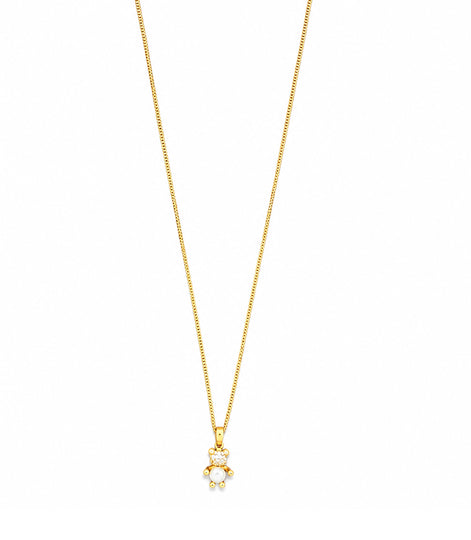 Gold Plated Teddy Bear Pearl Pendant Chain