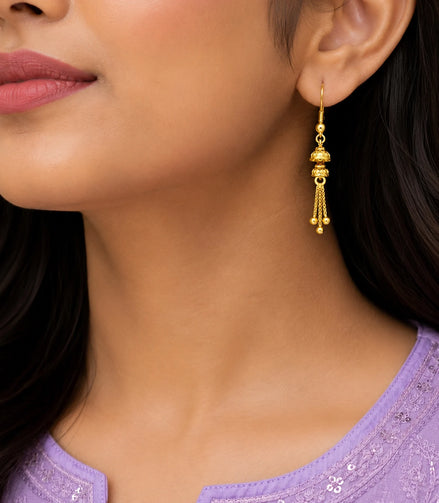 Gold Plated Traditional Tassel Dangler Earrings