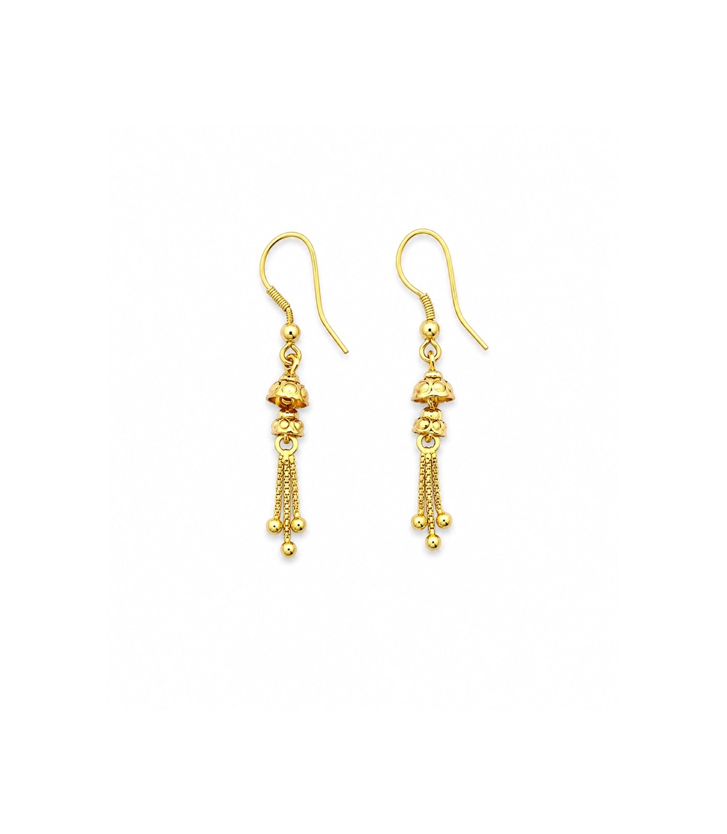 Gold Plated Traditional Tassel Dangler Earrings