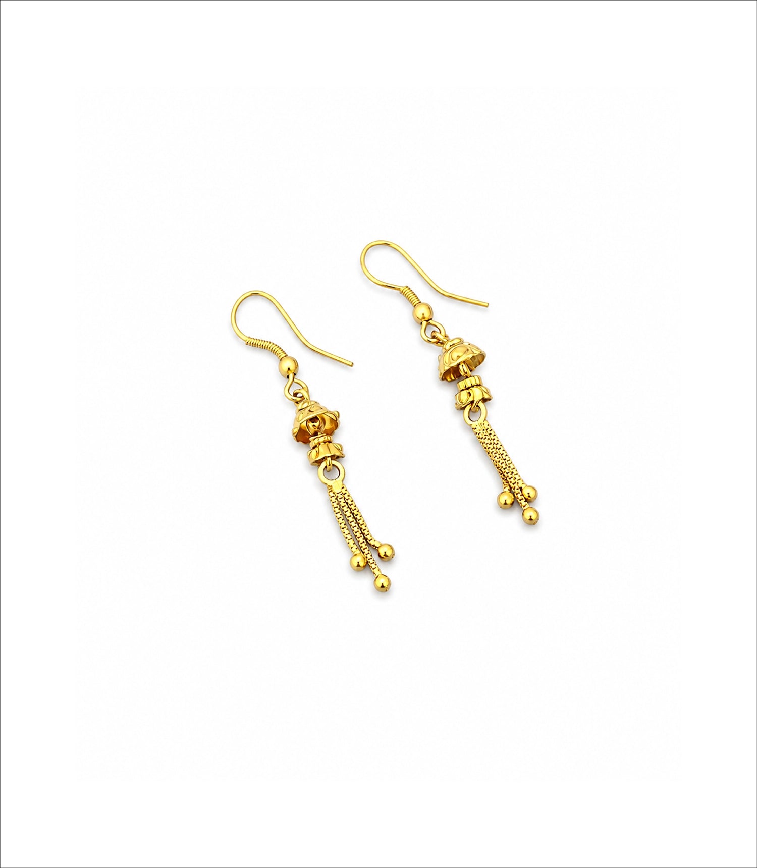 Gold Plated Traditional Tassel Dangler Earrings