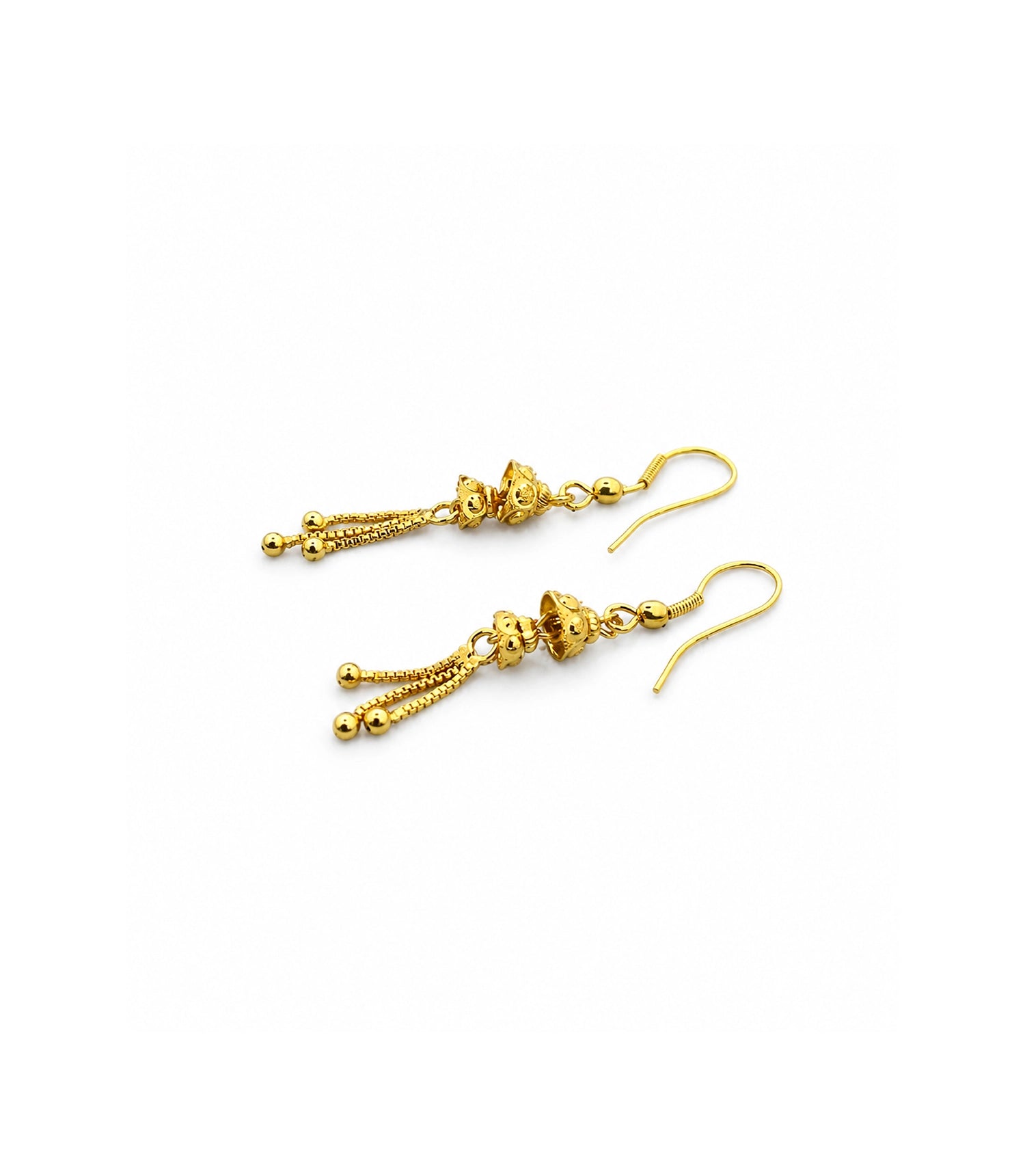 Gold Plated Traditional Tassel Dangler Earrings