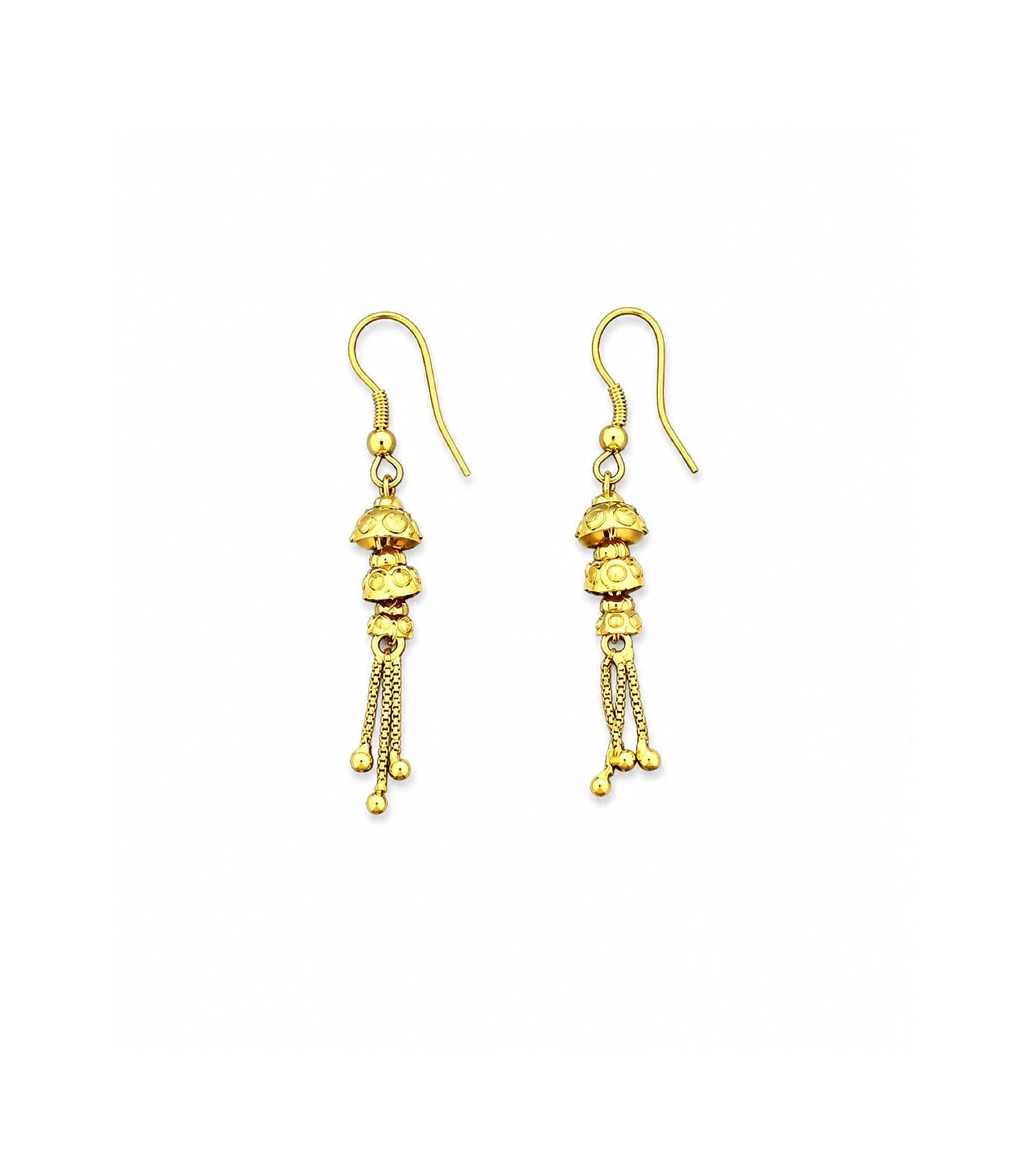 Gold Plated Lotus Bell Tassel Drangler Earrings