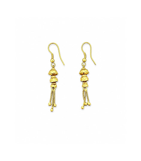 Gold Plated Lotus Bell Tassel Drangler Earrings