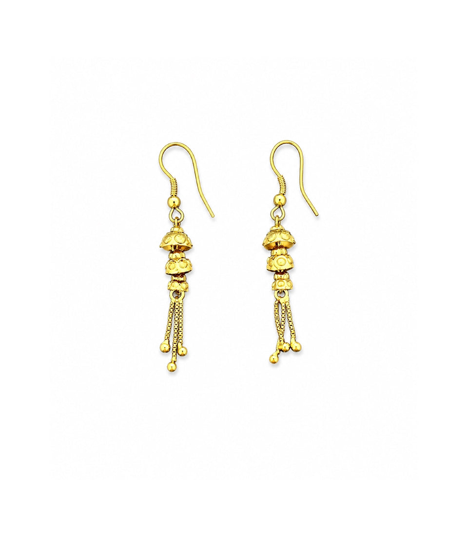 Gold Plated Lotus Bell Tassel Drangler Earrings