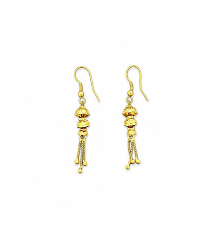 Gold Plated Lotus Bell Tassel Drangler Earrings