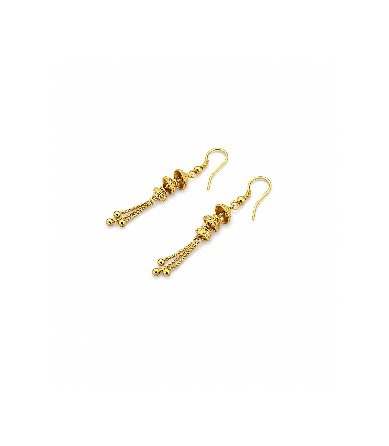 Gold Plated Lotus Bell Tassel Drangler Earrings