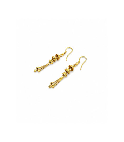 Gold Plated Lotus Bell Tassel Drangler Earrings