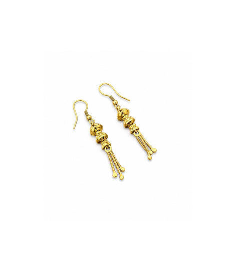 Gold Plated Lotus Bell Tassel Drangler Earrings