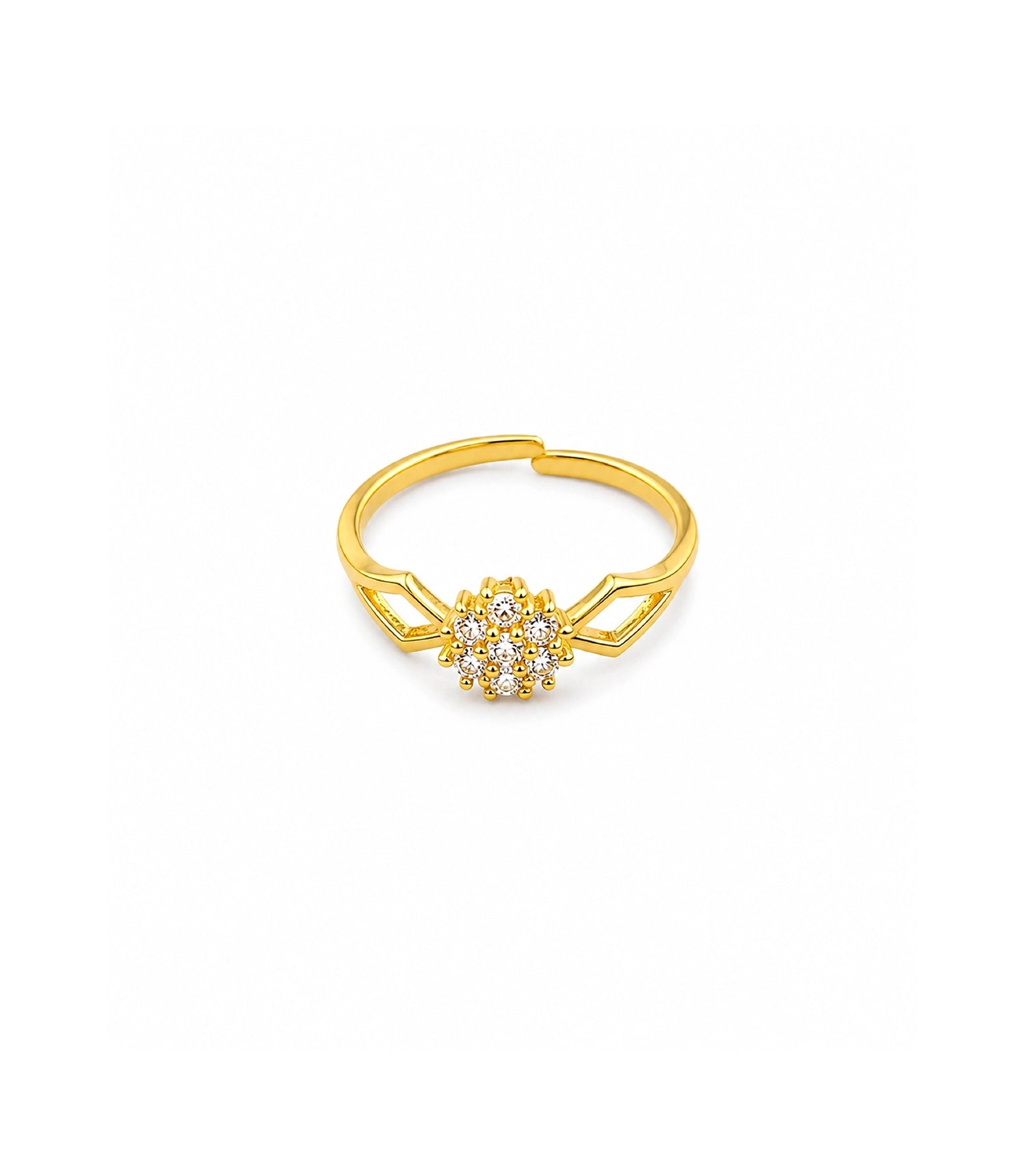 Gold Plated Aurelia Floral Crystal Adjustable Ring for Women