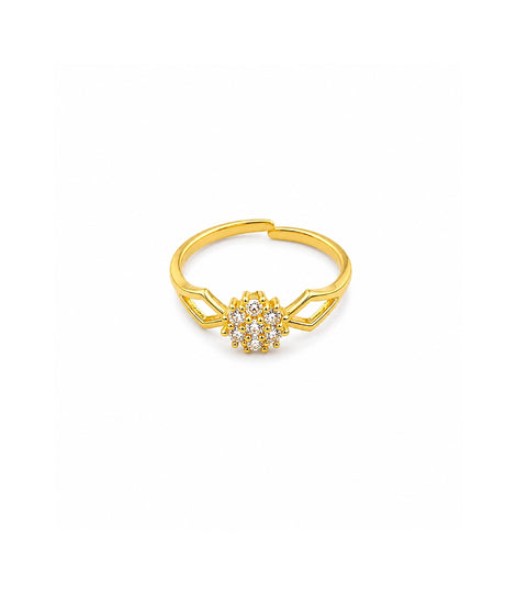 Gold Plated Aurelia Floral Crystal Adjustable Ring for Women