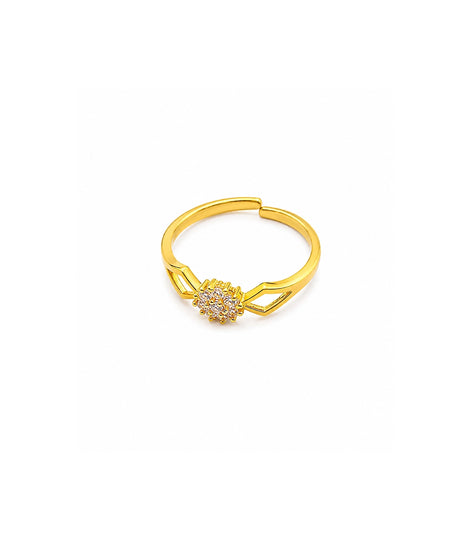 Gold Plated Aurelia Floral Crystal Adjustable Ring for Women