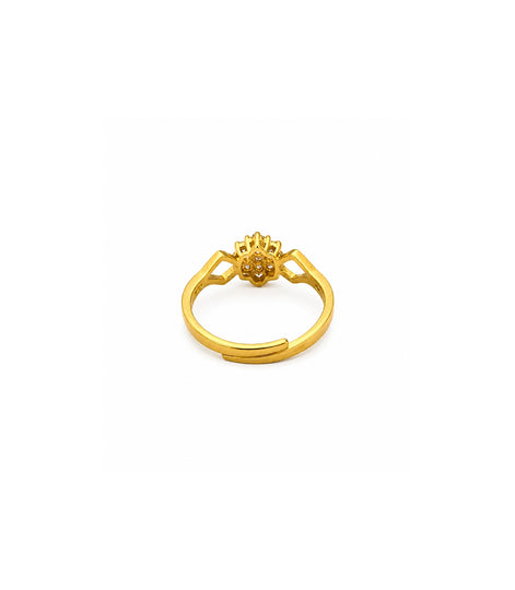 Gold Plated Aurelia Floral Crystal Adjustable Ring for Women