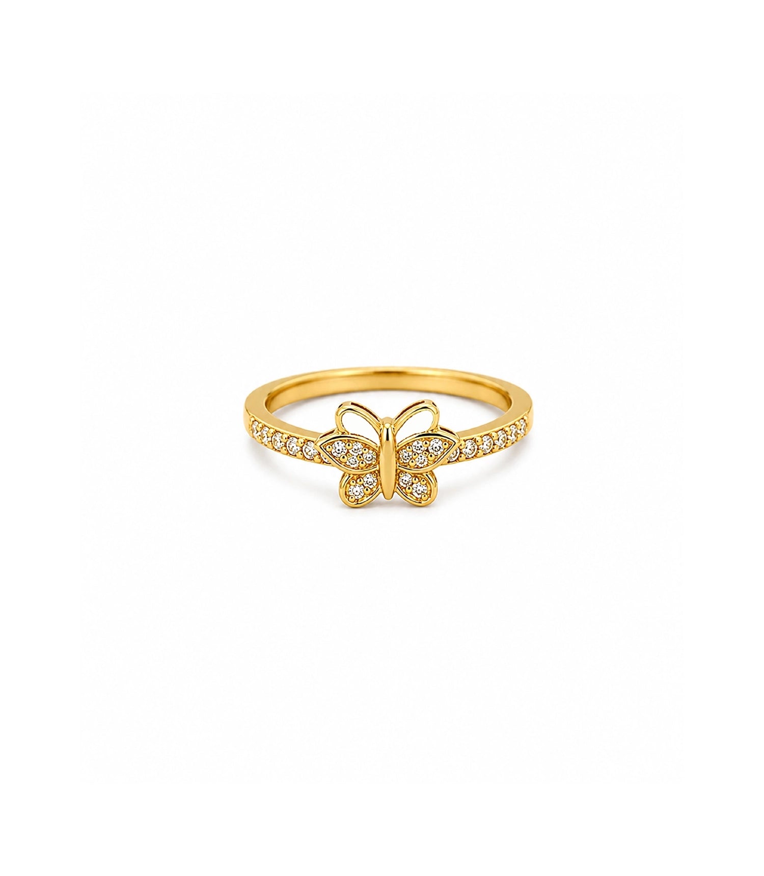 Gold Plated Butterfly Crystal Ring for Women