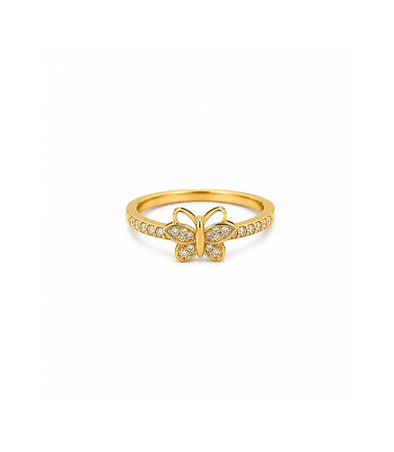 Gold Plated Butterfly Crystal Ring for Women