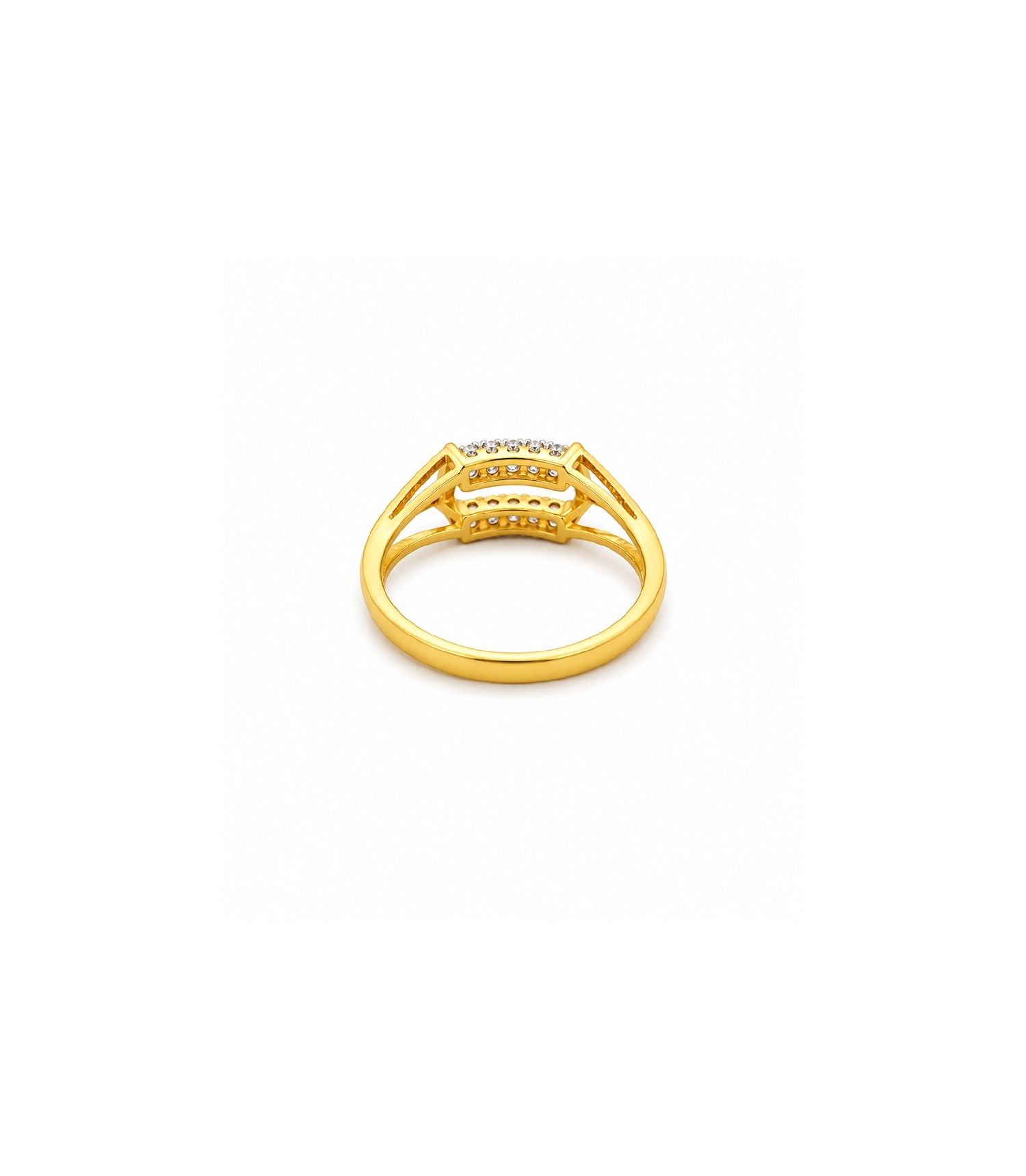 Gold Plated Double Row AD Crystal Finger Ring