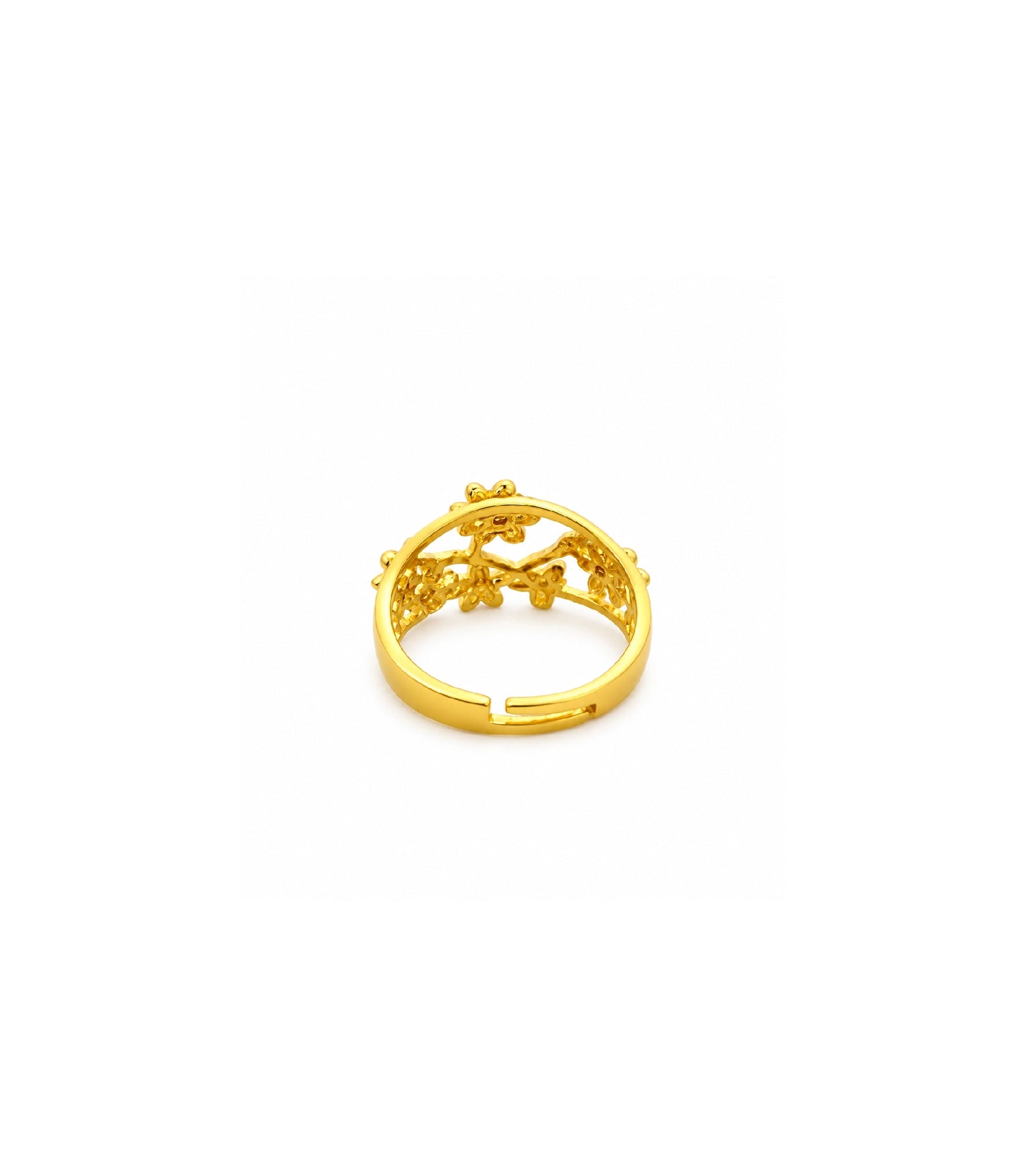 Gold Plated Elegant Floral Adjustable Finger Ring
