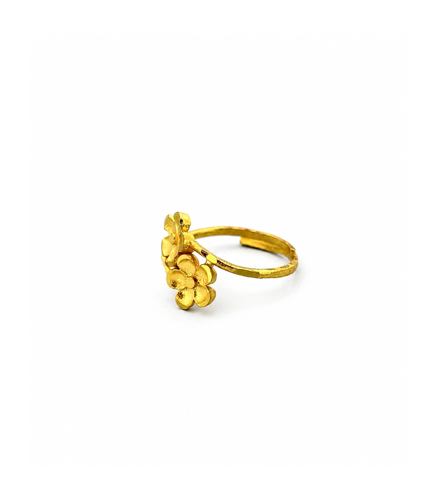 Gold Plated Floral Bloom Duo Adjustable Finger Ring