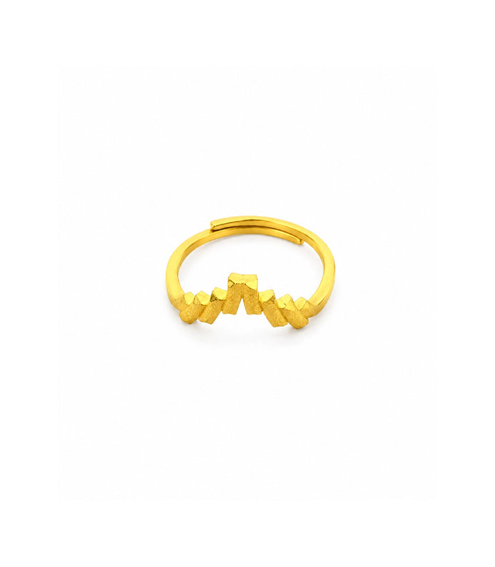 Gold Plated Geo Crest Adjustable Finger Ring